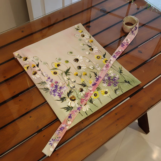 Wild Flowers Hand-Painted on Fabric Patch