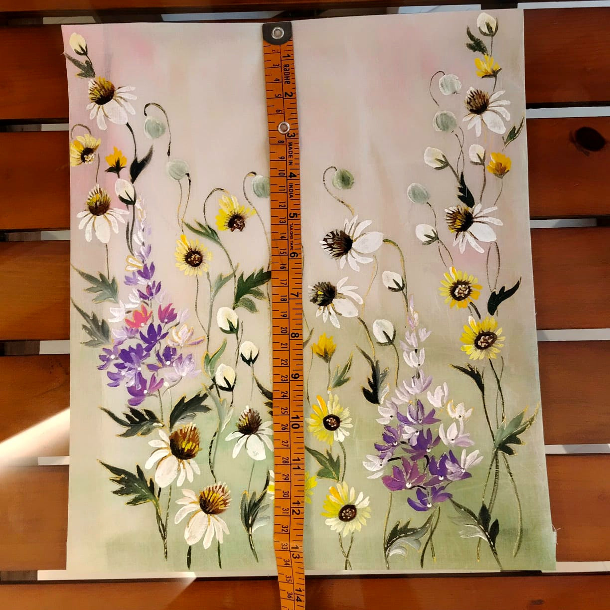 Wild Flowers Hand-Painted on Fabric Patch