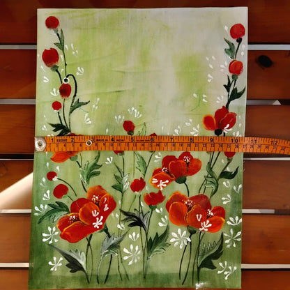 Wild Flowers Hand-Painted Fabric Patch