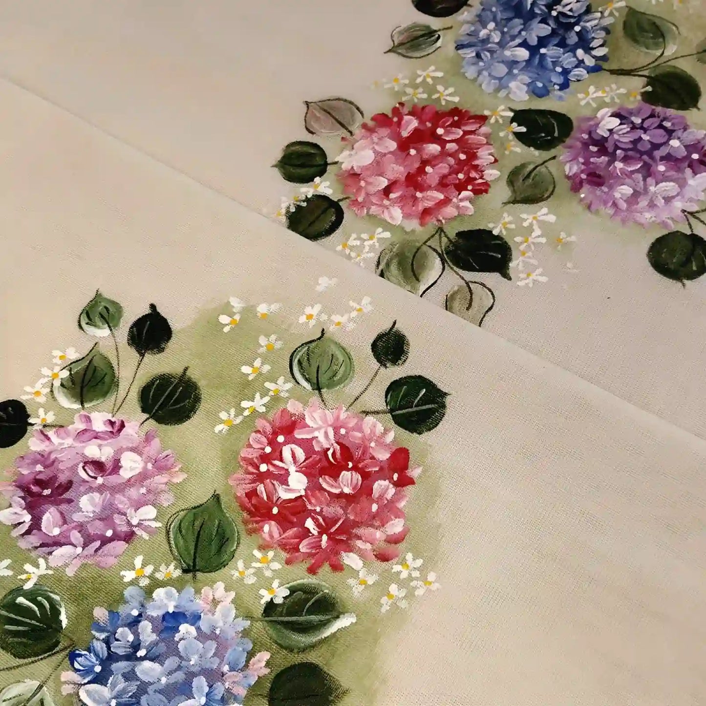 Hydrangea Blooms On Hand-Painted Blouse