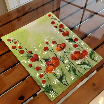 Wild Flowers Hand-painted Fabric Patch