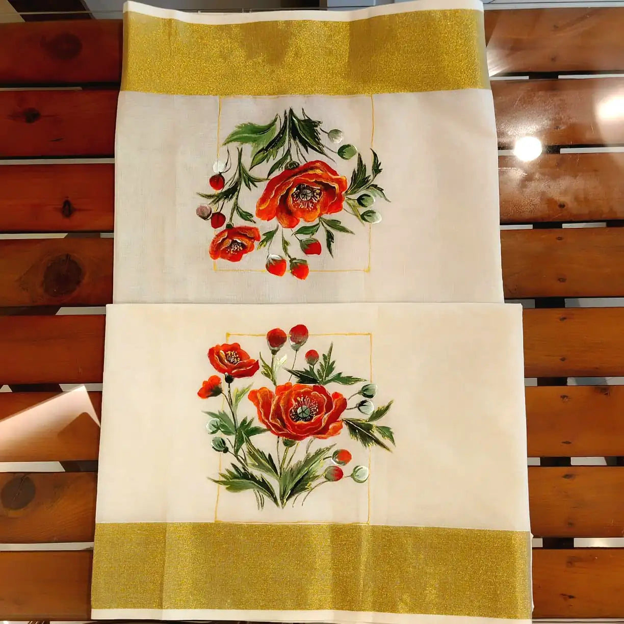 Hand-Painted Blouse With Poppy flowers