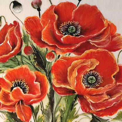 Hand-Painted Blouse With Poppy flowers