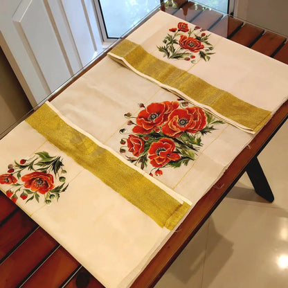 Hand-Painted Blouse With Poppy flowers