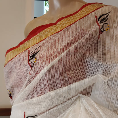 Stunning Hand-Painted Durga Saree On Kota Doria Fabric