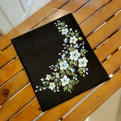 Designer Hand-Painted Blouse Piece With Enchanting Floral Accents