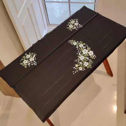Designer Hand-Painted Blouse Piece With Enchanting Floral Accents
