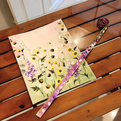 Wild Flowers Hand-Painted on Fabric Patch