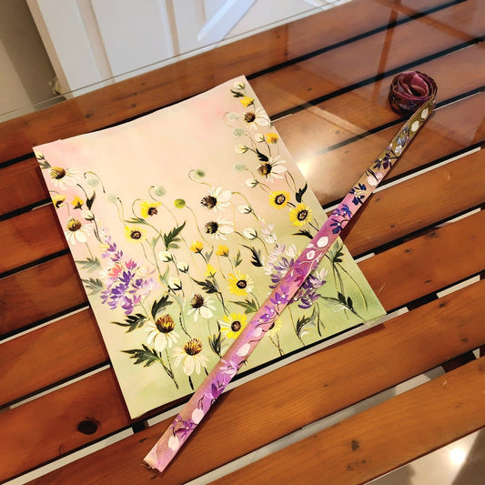 Wild Flowers Hand-Painted on Fabric Patch