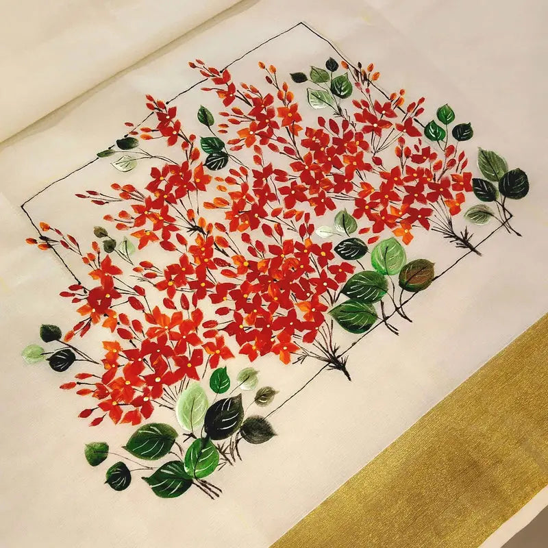 Artistically Hand-Painted Blouse Fabric Inspired By Nature’s Florals