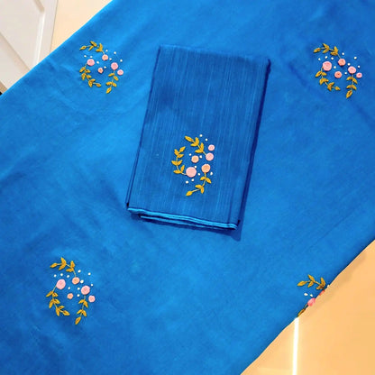 Pure Chanderi Silk Saree Adorned With Exquisite Hand Embroidery