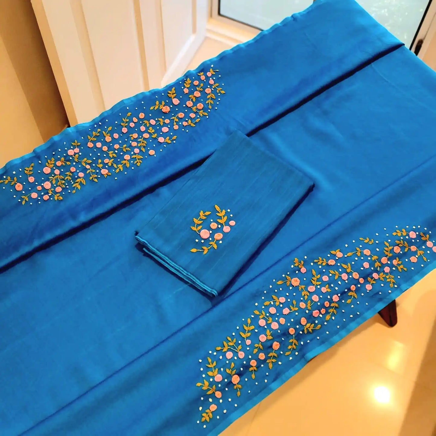 Pure Chanderi Silk Saree Adorned With Exquisite Hand Embroidery