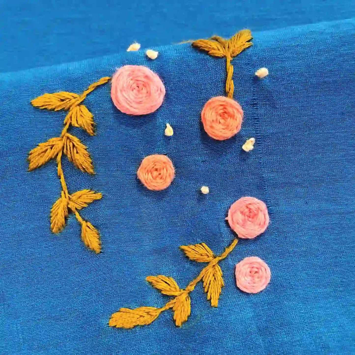 Pure Chanderi Silk Saree Adorned With Exquisite Hand Embroidery