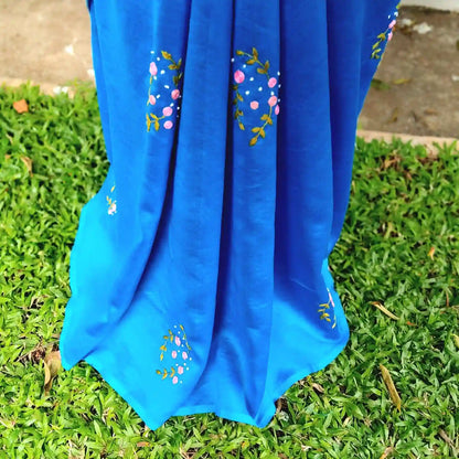 Pure Chanderi Silk Saree Adorned With Exquisite Hand Embroidery