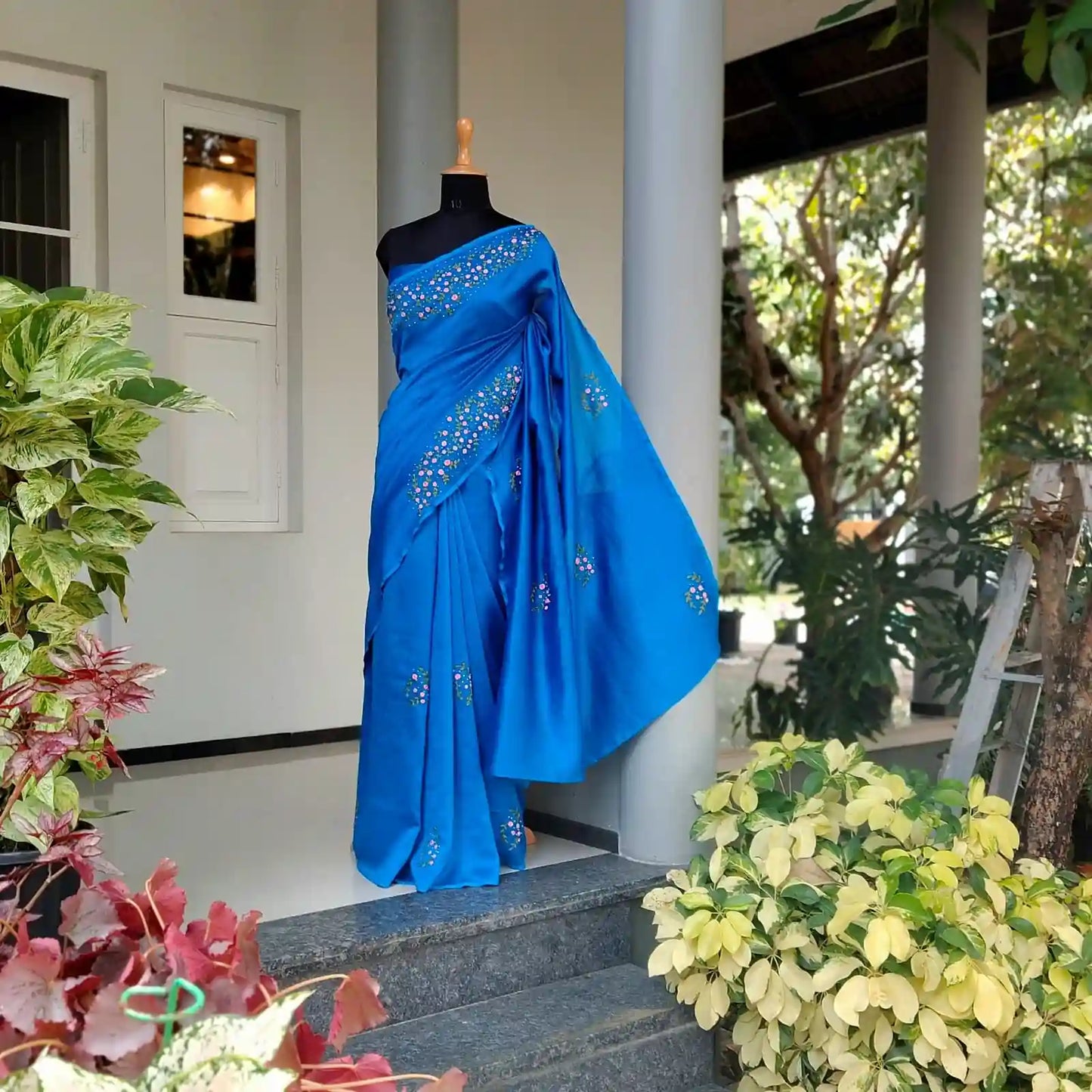 Pure Chanderi Silk Saree Adorned With Exquisite Hand Embroidery