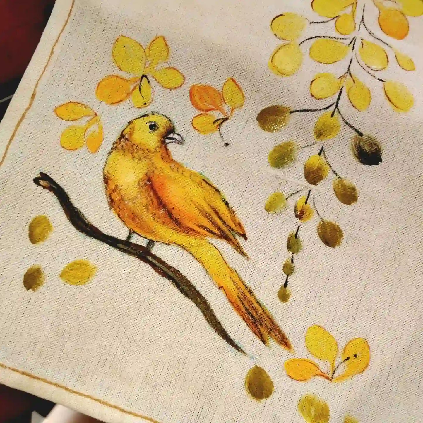 One-Of-A-kind Table Runner Highlighting Kerala’s Iconic Golden Shower Flowers
