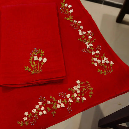 Delicate Hand-Embroidered Beauty in Mal Chanderi