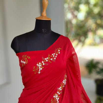 Delicate Hand-Embroidered Beauty in Mal Chanderi