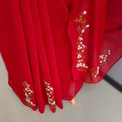Delicate Hand-Embroidered Beauty in Mal Chanderi