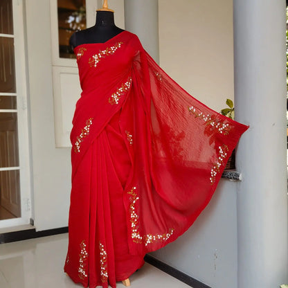 Delicate Hand-Embroidered Beauty in Mal Chanderi