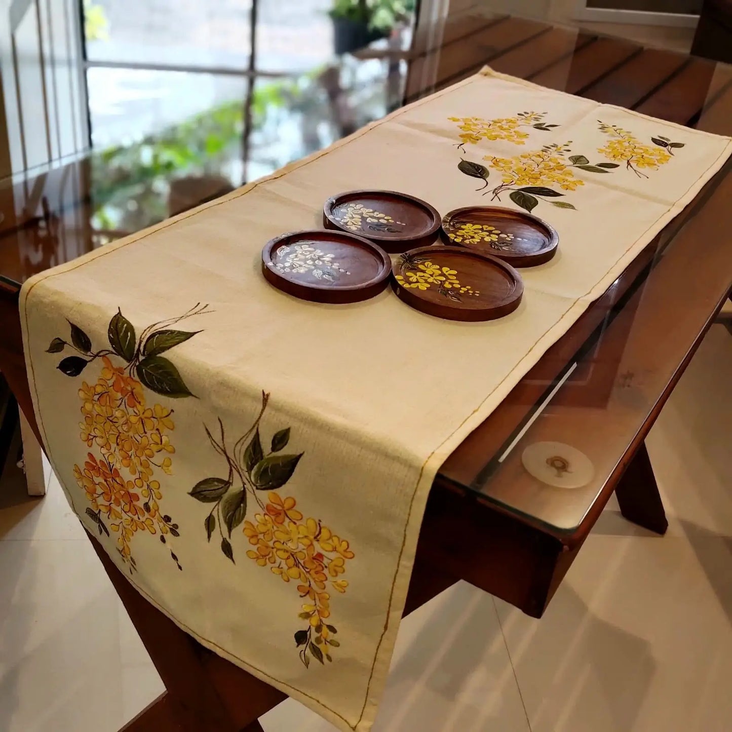 Hand-Painted Wooden Coasters With Artistic Charm