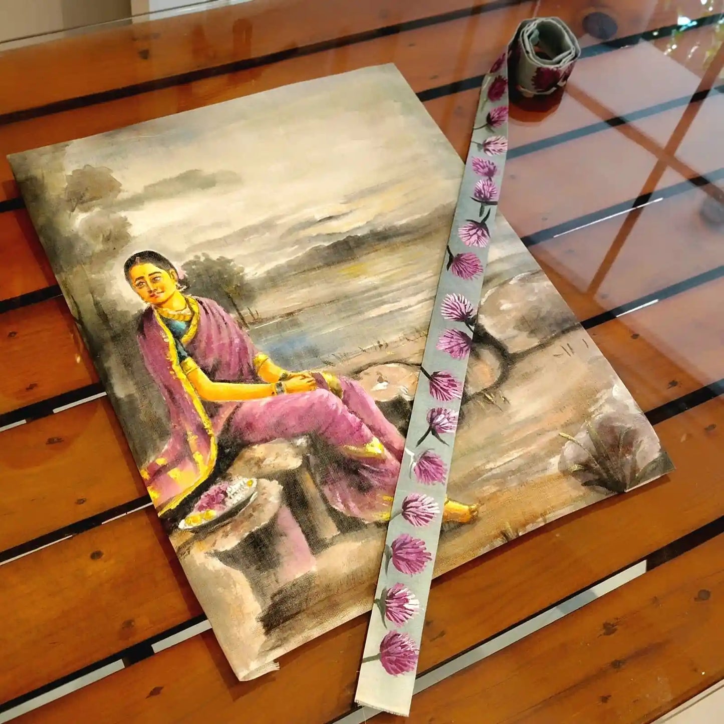 Classic Ravi Varma Painting on Fabric Patch