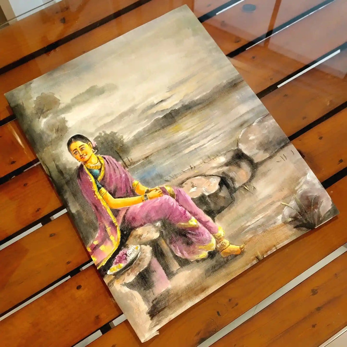Classic Ravi Varma Painting on Fabric Patch