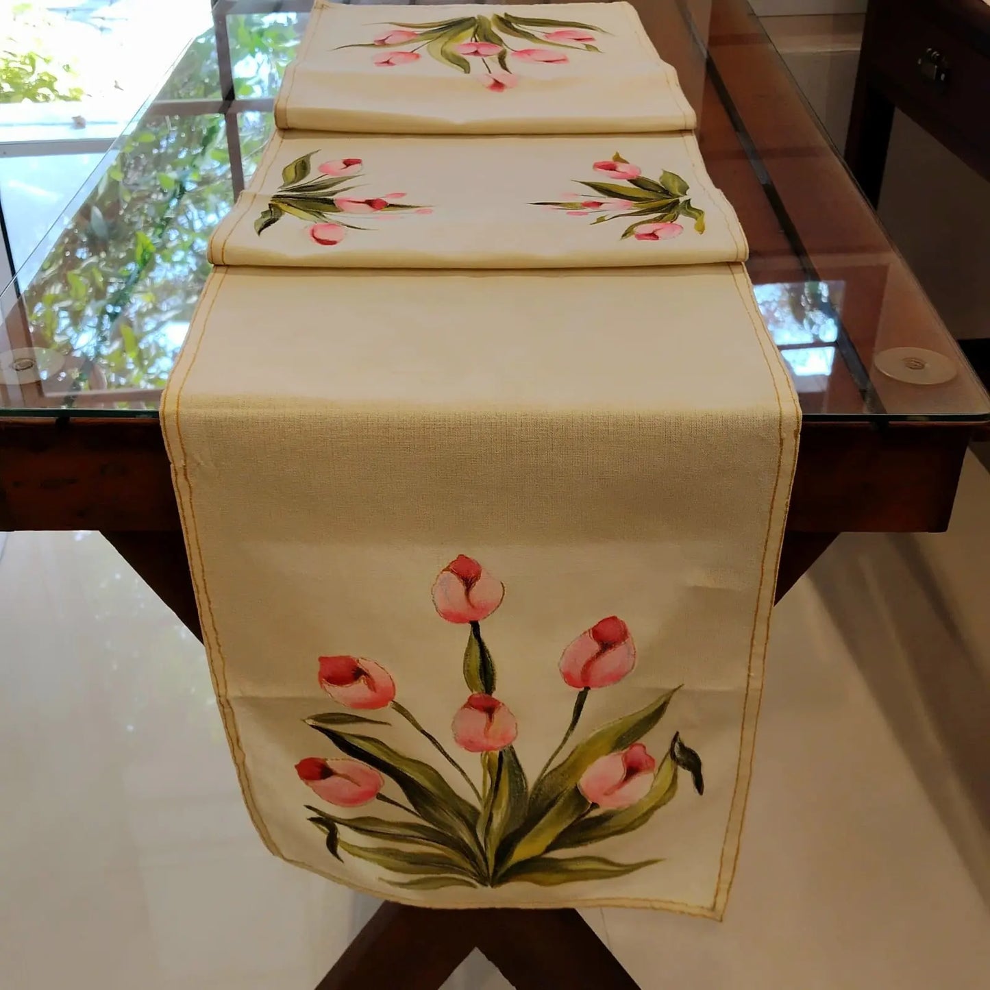 Tulips Hand-Painted Table Runner