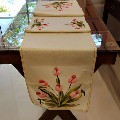 Tulips Hand-Painted Table Runner