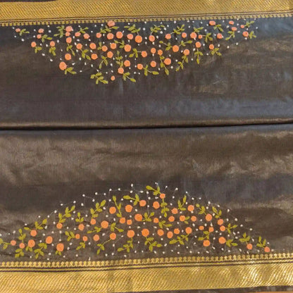 Gracefully Hand Embroidered in Semi Linen Silk