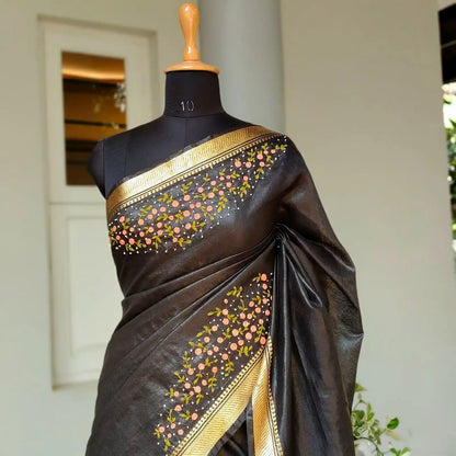 Gracefully Hand Embroidered in Semi Linen Silk