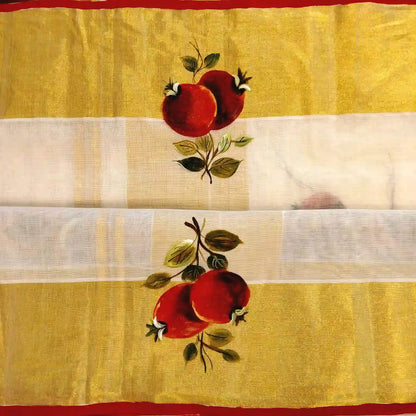 Kasavu Saree With Pomegranate Art