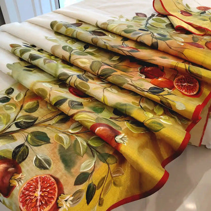 Kasavu Saree With Pomegranate Art