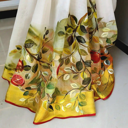 Kasavu Saree With Pomegranate Art