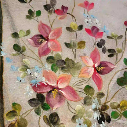Delicate Wild Blooms Hand-Painted On Soft Kota Dupatta