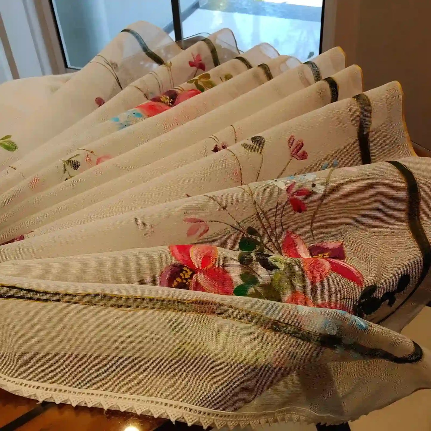 Delicate Wild Blooms Hand-Painted On Soft Kota Dupatta