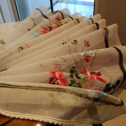Delicate Wild Blooms Hand-Painted On Soft Kota Dupatta