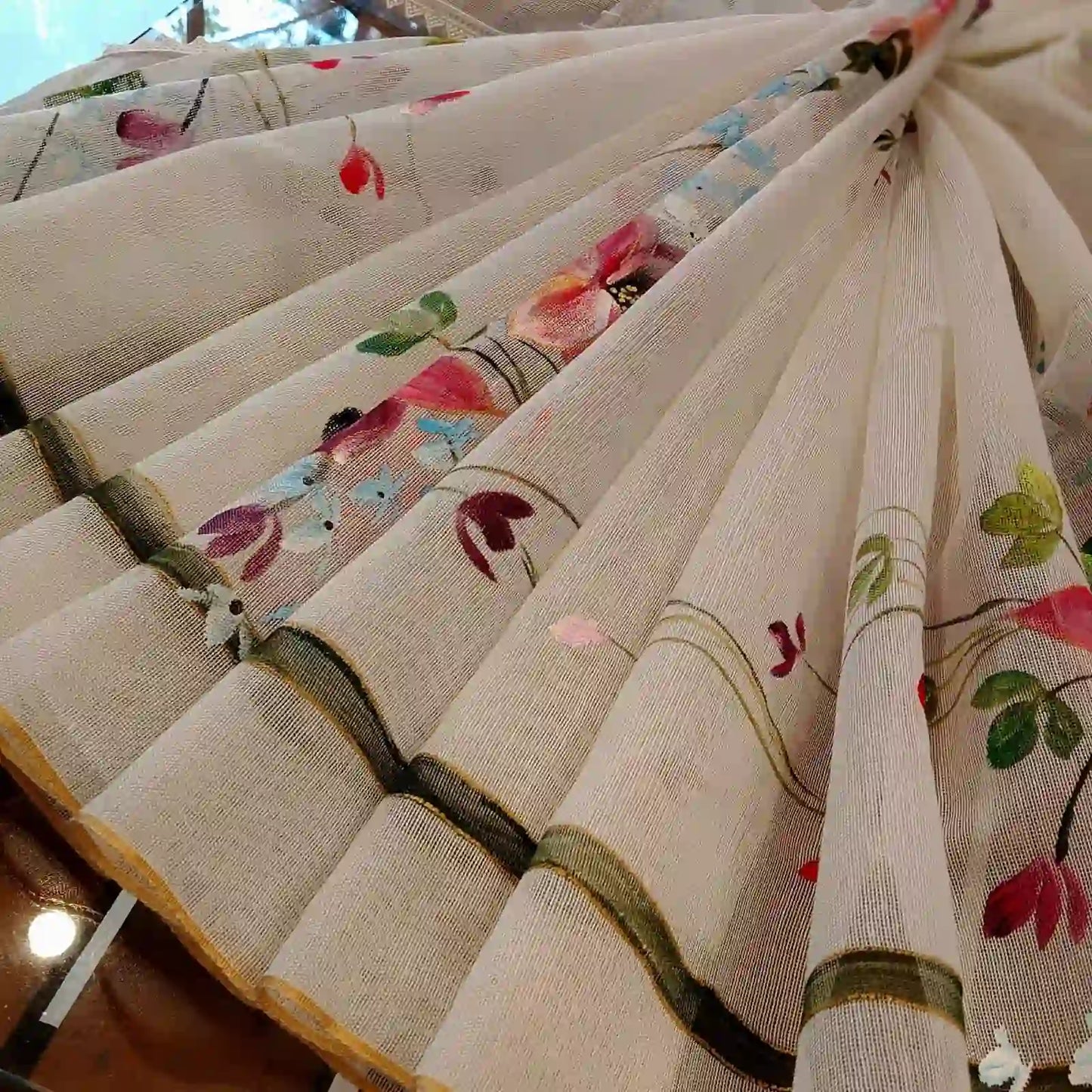 Delicate Wild Blooms Hand-Painted On Soft Kota Dupatta