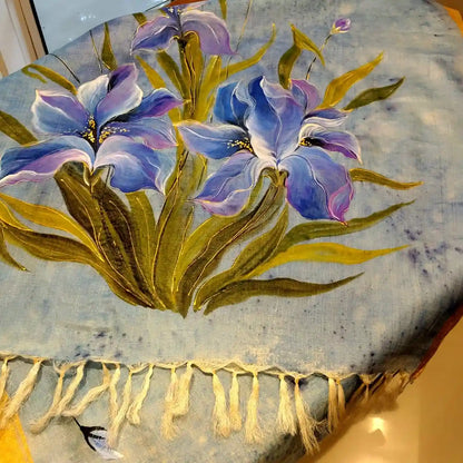 Artfully Dyed & Hand-Painted Tussar Silk Dupatta