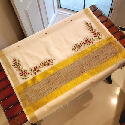 Gracefully Hand-Embroidered Chanderi Silk Dupatta