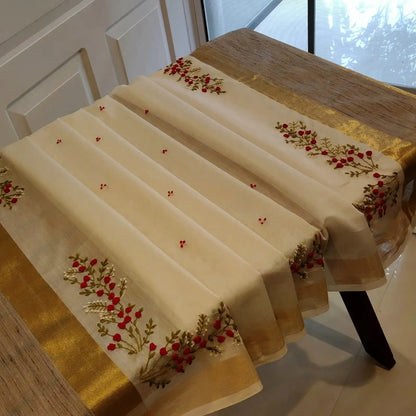 Gracefully Hand-Embroidered Chanderi Silk Dupatta