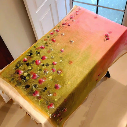 Gorgeous Hand-Painted Kota Doria Dupatta With Wildflowers