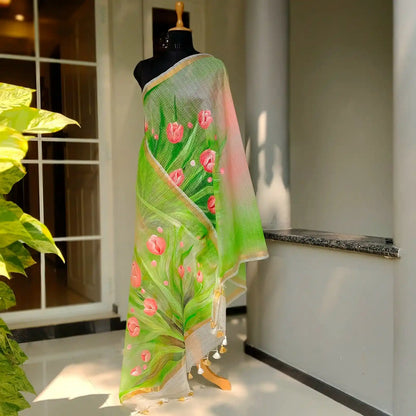 A Classy Hand-Painted Kota Doria Dupatta For A Graceful Look
