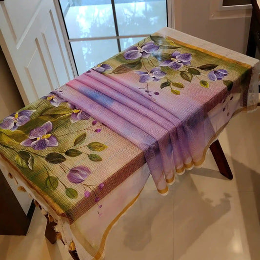 Soft Kota Doria Dupatta Enhanced With Elegant Hand-Painted Florals