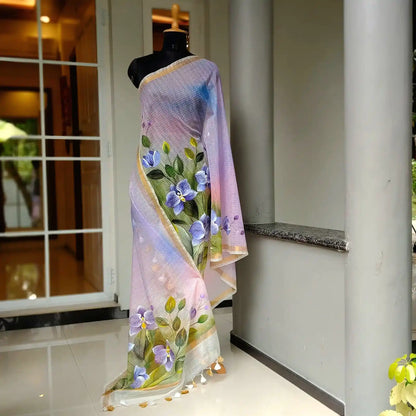 Soft Kota Doria Dupatta Enhanced With Elegant Hand-Painted Florals