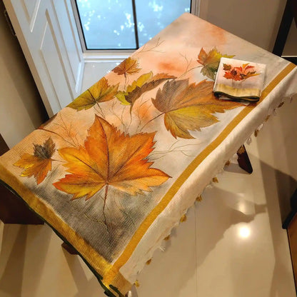 Soft Maple Leaf Hues On Light Kota Doria Saree