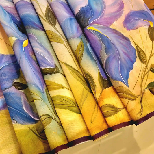 Hand-Painted Charm On Fine Chanderi Silk Saree
