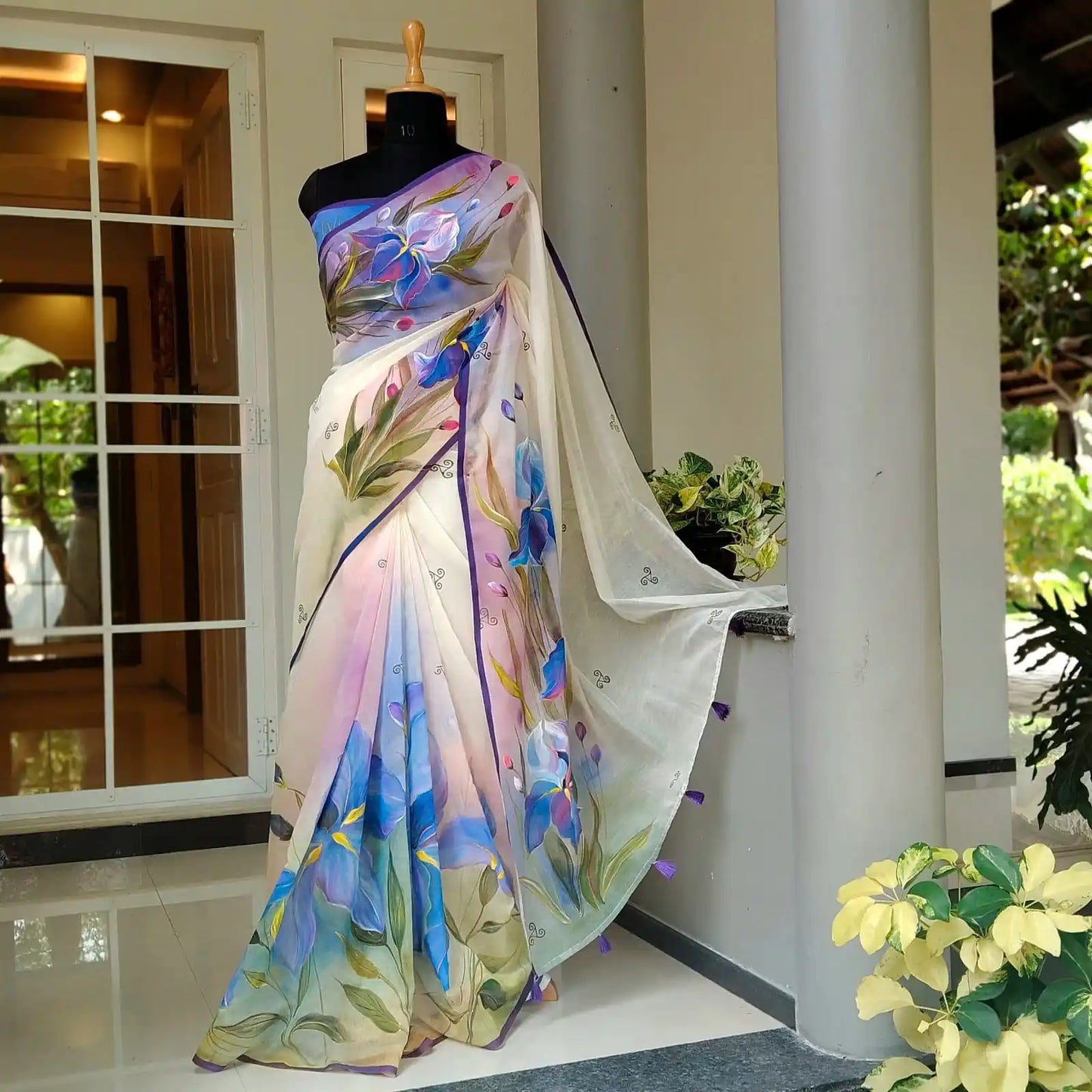 Hand-Painted Charm On Fine Chanderi Silk Saree