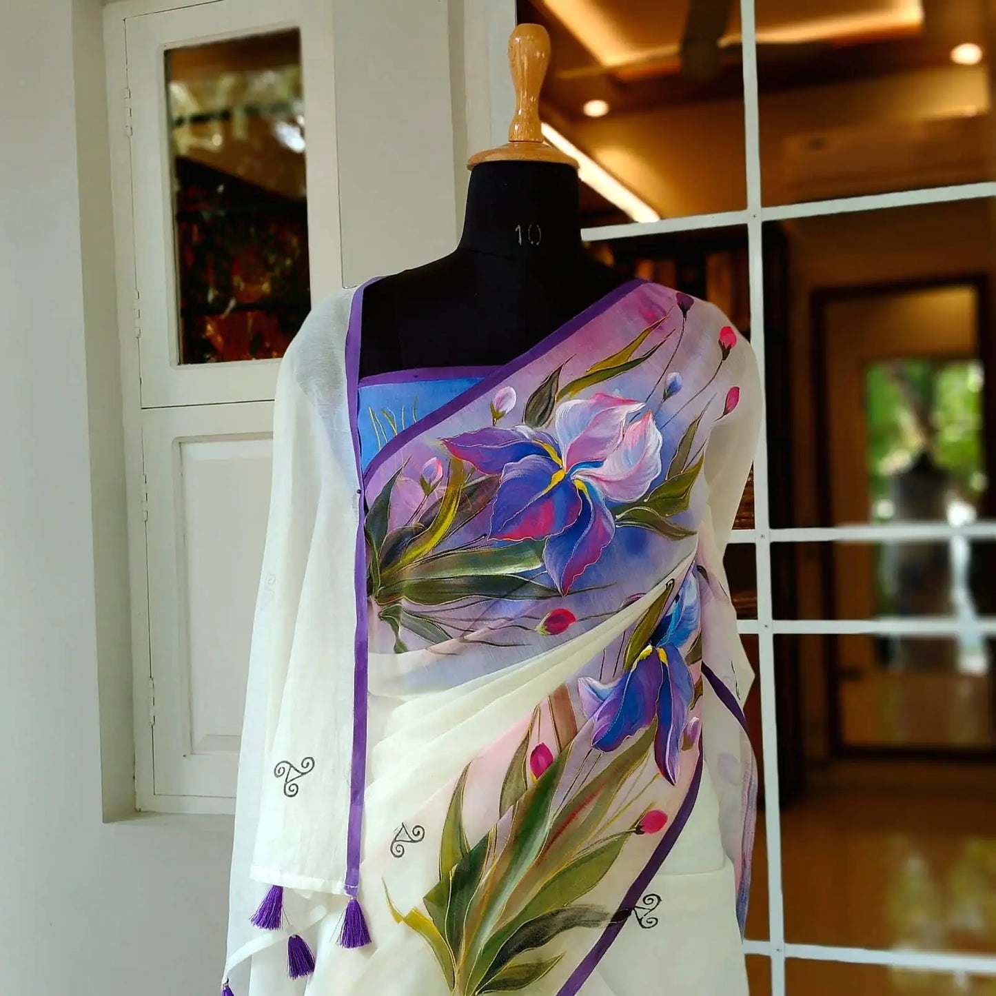 Hand-Painted Charm On Fine Chanderi Silk Saree