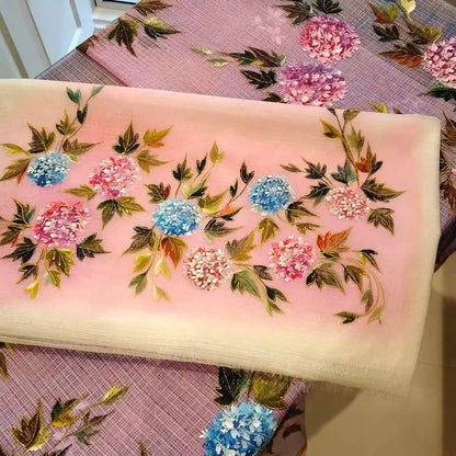 Elegant Floral Story On Kota Doria  Fabric